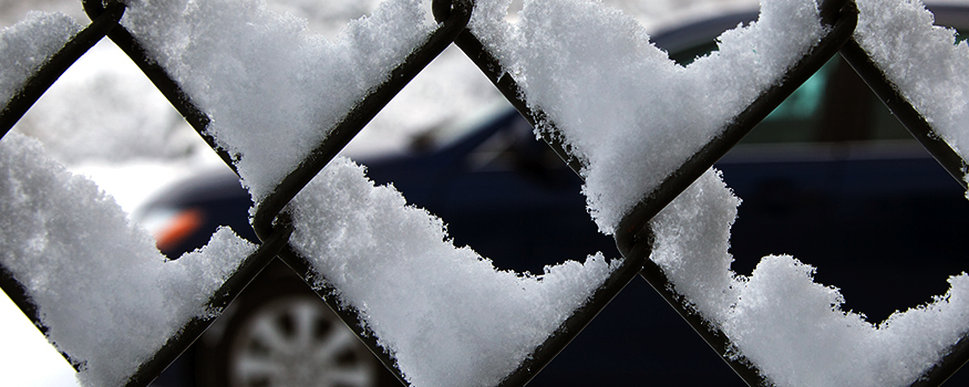 snow on fence